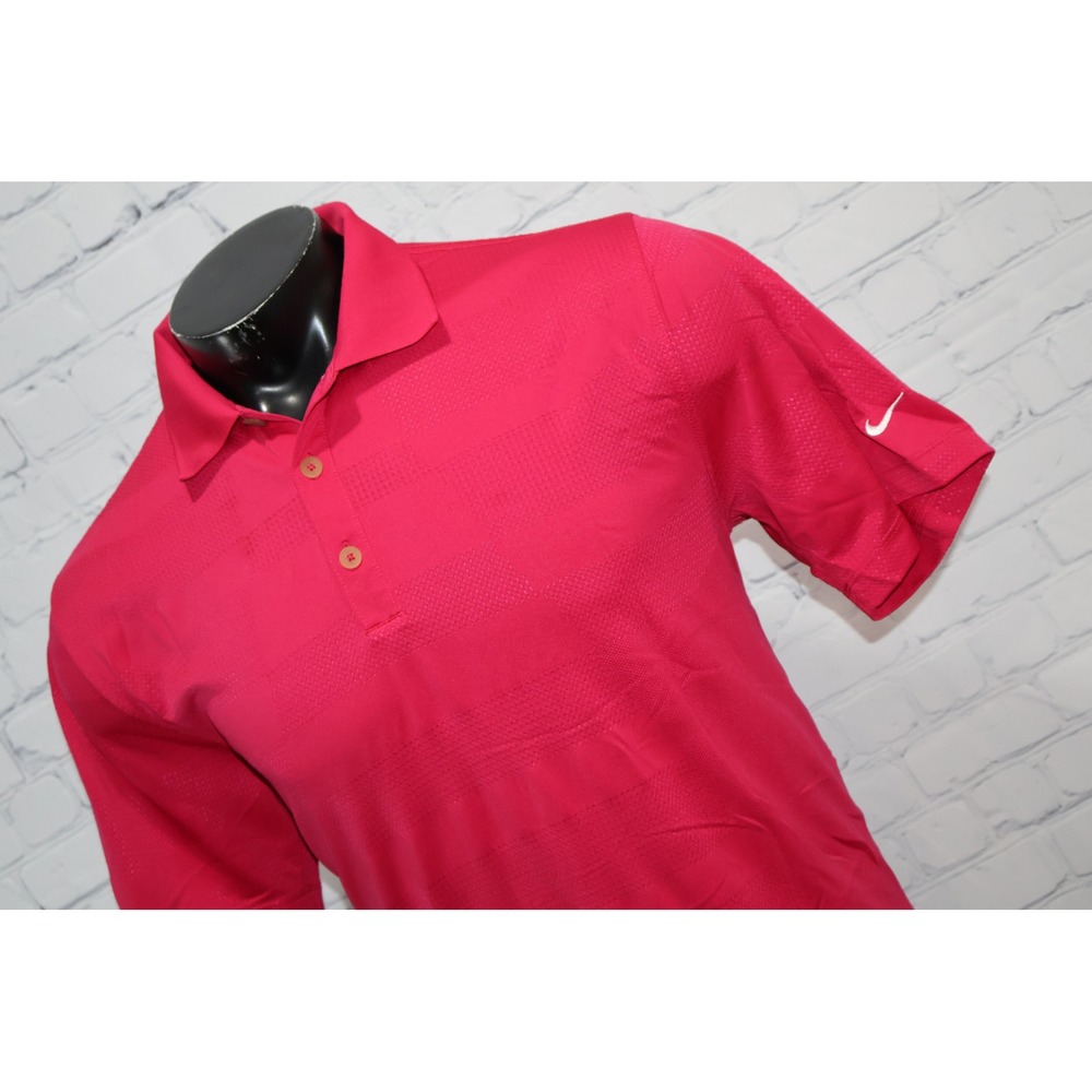 Nike Golf Polo Shirt Mens Large Pink Dri-FIT Textured Tour Performance Polyester